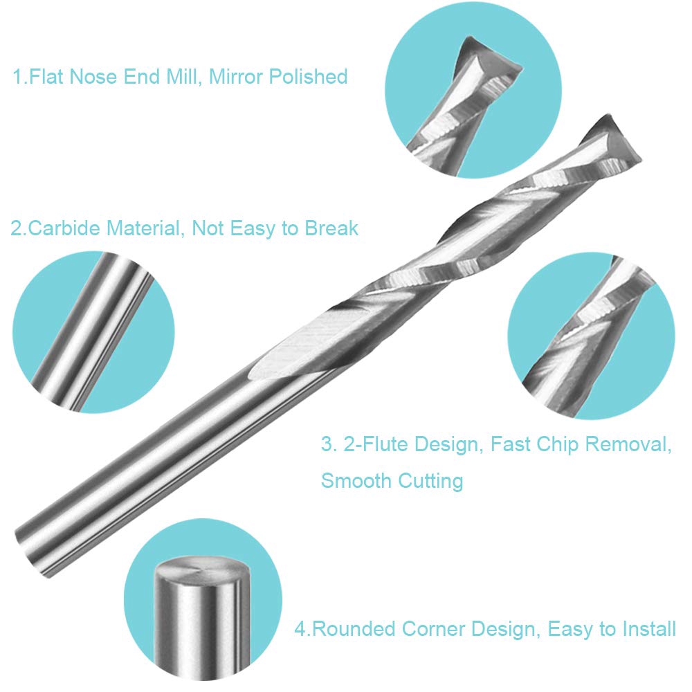 10pcs 3.175 1/8 Shank 2 Flute  - Woodworking Router Templates 리뷰 및 가격